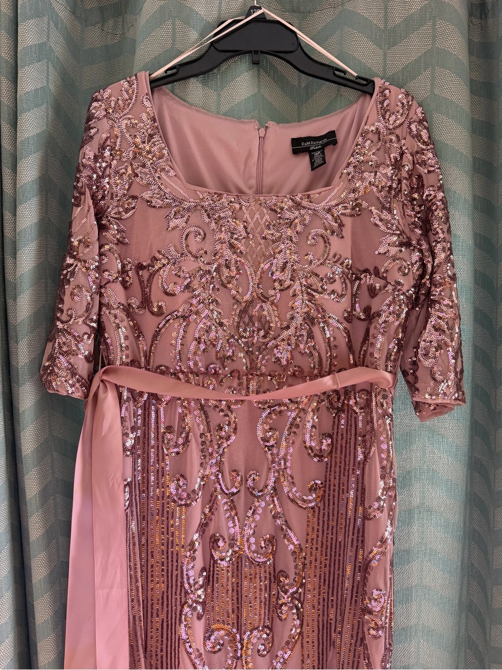 R&M Richards Petite 12P Mauve Sequin Formal Gown Mother of Bride Wedding Dress